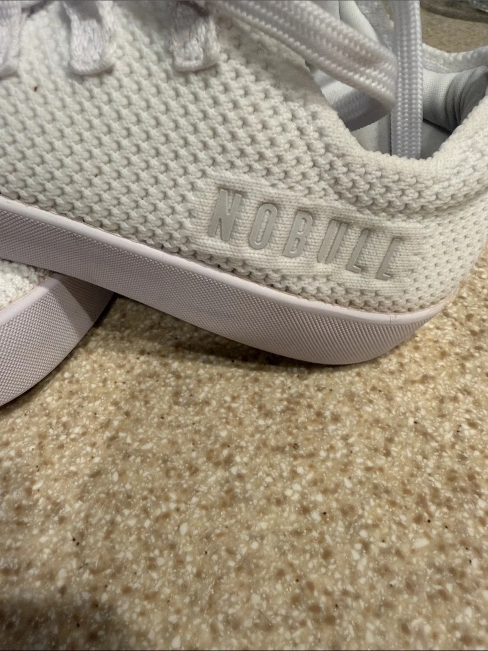 NOBULL White Knit Lace-Up Trainers